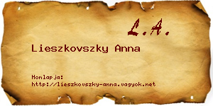 Lieszkovszky Anna névjegykártya